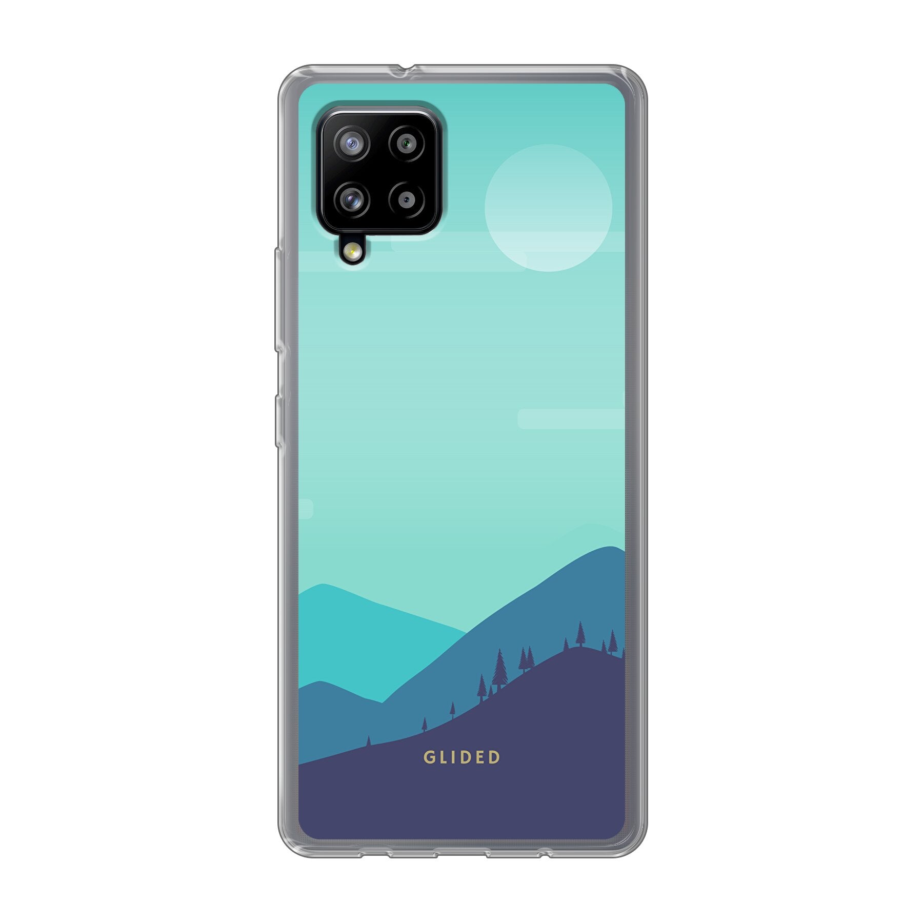 Samsung Galaxy A42 5G Handyhülle im Alpine Design mit Bergmotiven, bietet Schutz und Stil.